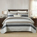 Quilt Queen Size, Queen Quilt Set, Cotton Quilt, Grey Striped Queen Quilt Bedding Set Bedspreads, Reversible Lightweight Quilt Bedspread Set for All Season, 3-Piece