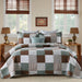 100% Cotton Quilt Set Queen Size, Patchwork Plaid Queen Quilt Bedding Set Bedspreads, Farmhouse Lightweight Comforter Reversible Quilt, Brown/Green Bed Spread for Queen Bed, 3 Pieces