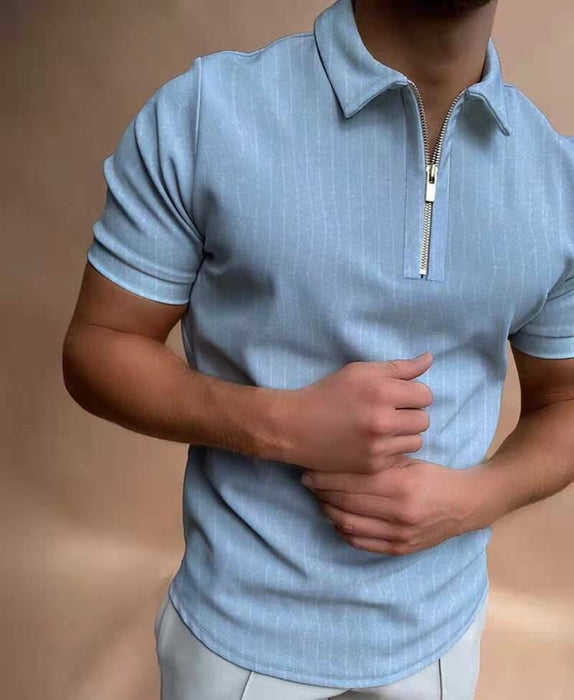 Polo T Shirt Men Zipper Collar Fashion Golf Short Sleeve 2 Tone Zip Dress Camisa