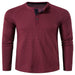 Mens Fashion Waffle T Shirts Henley Neck Solid Color Pullover Work Long Sleeve T-Shirt Red Wine L