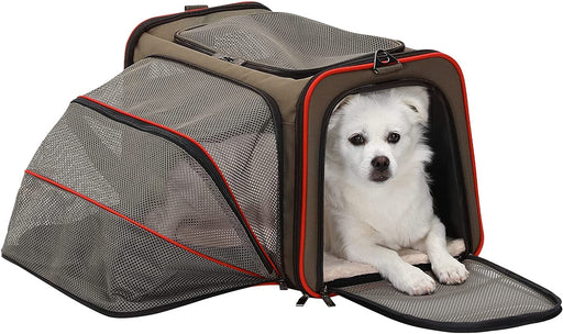 Expandable Cat Carrier Dog Carriers,Airline Approved Soft-Sided Portable Pet Travel Washable Carrier for Kittens,Puppies,Removable Soft Plush Mat and Pockets,Locking Safety Zippers