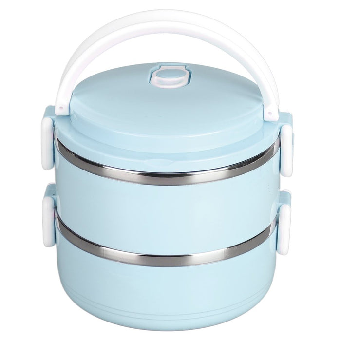 Stainless Steel Bento Box Lunch Box Container Thermal Stackable Lunch Box Compartment Portable Snack Box round Soup Container for Student Children Work, 2 Layer