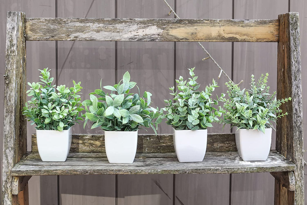 4 Packs Fake Plants Mini Artificial Greenery Potted Plants for Home Decor Indoor Office Table Room Farmhouse
