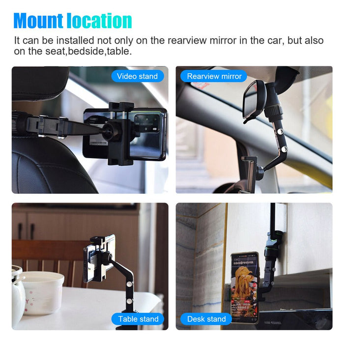 Universal 360° Car Mount Holder Phone Stand Rear-View Mirror Clip for Iphone Samsung Cell Phone GPS