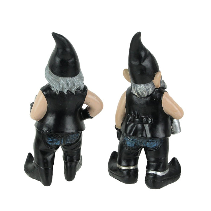 Zeckos Gnoschitt and Gnofun Thirsty Biker Garden Gnome Statues 7.5 Inches High
