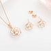 Rose Flower Necklace Earrings Set for Women 18K Gold Plated Hypoallergenic Jewelry Sets