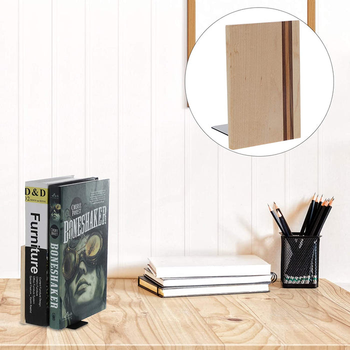 Office Decor Wood Bookends Wood Book Ends for Home Rustic Bookend Desktop Book Stopper Desktop Organizer for Home Office Office Bookshelf