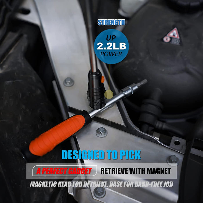 Extendable Magnetic Flashlight with Telescoping Magnet Pickup Tool-Cool Gadgets Gifts Idea & Christmas Stocking Stuffers for Men, Husband,Dad,Father,Mechanic,Tech,Handyman,Him Women