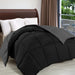 Comforter Duvet Insert - Quilted Comforter with Corner Tabs - Box Stitched down Alternative Comforter (Black/Grey, Queen)