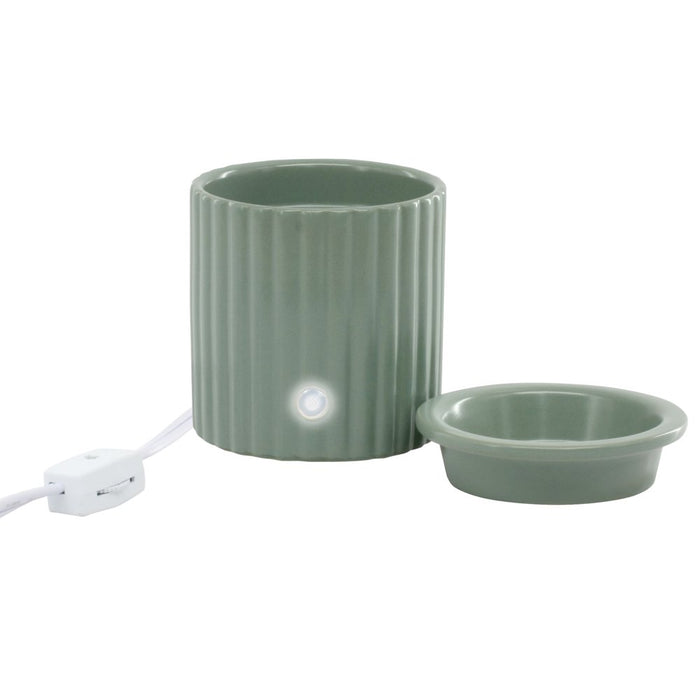 Mainstays Electric Ribbed Green Ceramic Wax Warmer, Single Pack