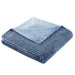 Melange Waffle Texture with Velvet Plush Fleece Dual Layer Reversible Throw Blanket, 50" X 60", Navy and Blue
