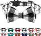 Breakaway Cat Collar with Cute Bow Tie and Bell, Plaid Patterns, 1 Pack Girl Boy Kitty Safety Collars, Blue