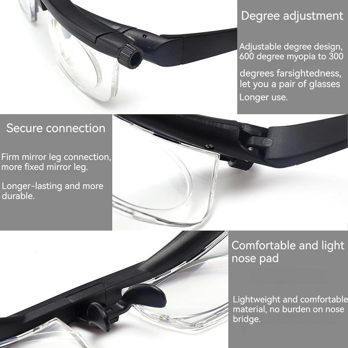 Flex Focal Adjustable Glasses, Focus Adjustable Glasses Dial Vision, Flexvision Adjustable Vision Glasses near and Far Sight (3Pcs)