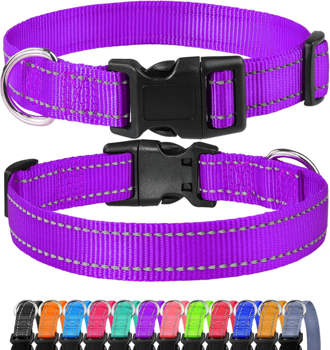 Reflective Dog Collar, Sturdy Nylon Collars for Large Girl and Boy Dogs, Adjustable Dog Collar with Quick Release Buckle, Red
