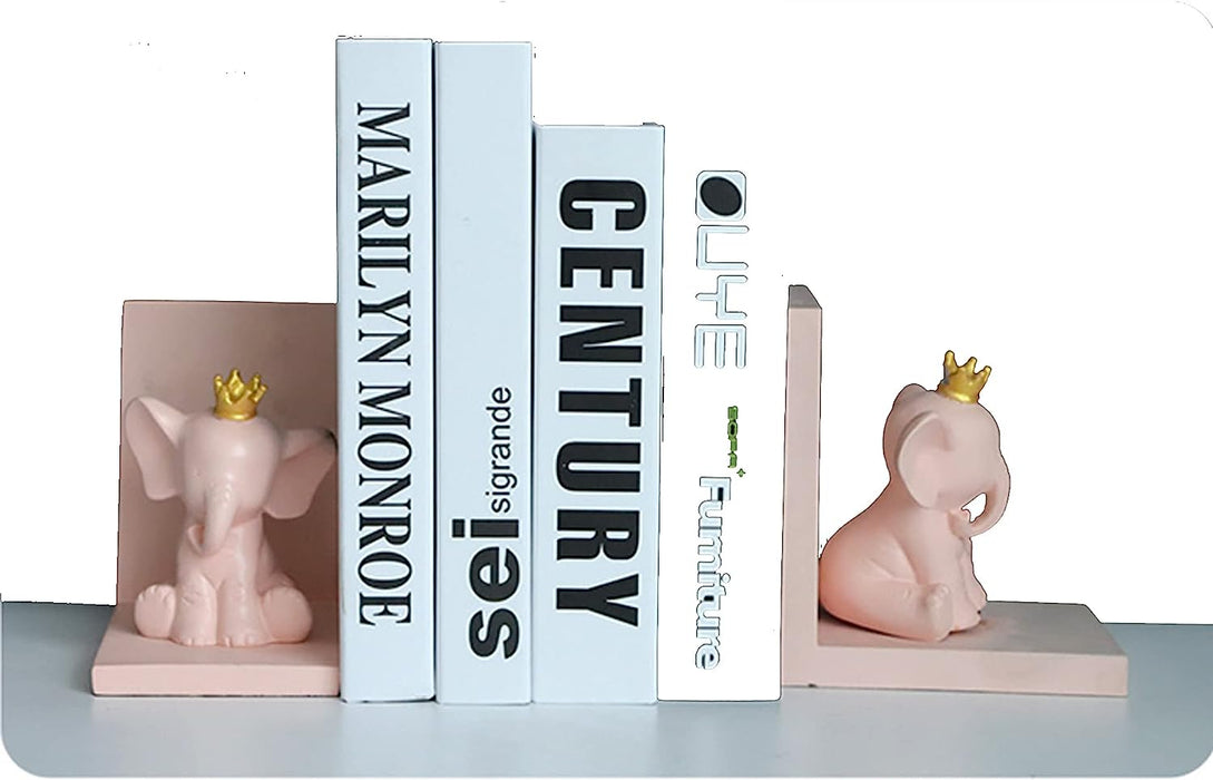 Resin Bookends Pink Elephant Nursery Baby Girl Room Kids Children Room Decorative Bookends - 1 Pair