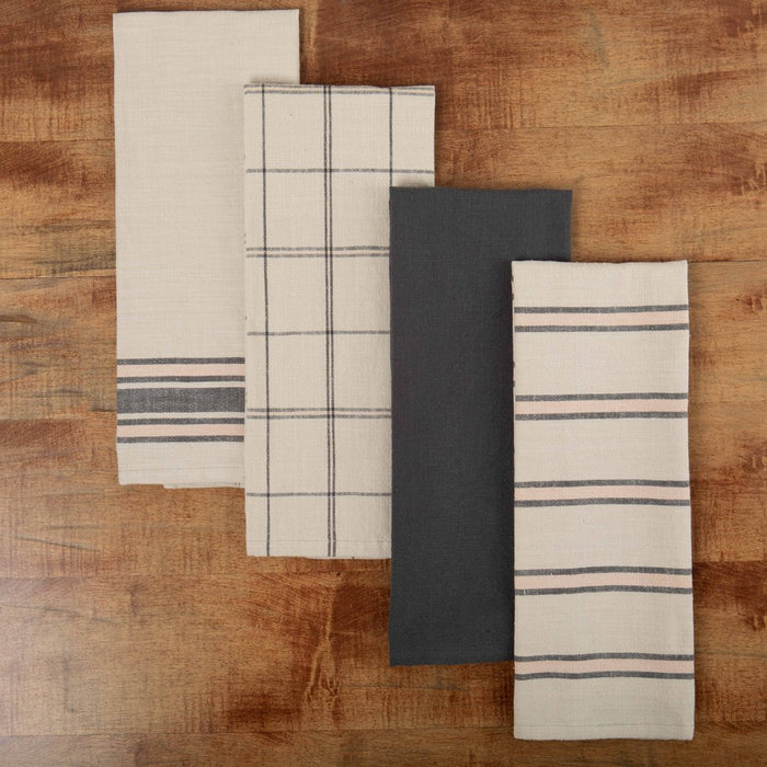 Mainstays Contemporary 4 Piece Kitchen Towel Set, Gray