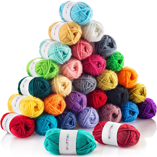 30X20G Acrylic Yarn Skeins - 1300 Yards of Soft Yarn for Crocheting and Knitting Craft Project, Assorted Starter Crochet Kit Yarn Bulk for Adults and Kids