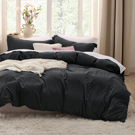 Bedsure Black Twin Duvet Cover Set - Soft Prewashed Duvet Cover Twin/Twin XL Size, 2 Pieces, 1 Duvet Cover 68X90 Inches with Zipper Closure and 1 Pillow Sham