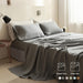 Simple&Opulence 100% Linen Sheet Set Solid Color-4 Pcs Washed French Linen Bed Sheets(1 Flat Sheet,1 Fitted Sheet,2 Pillowcases)-Breathable Bedding Set (Grey, Queen)