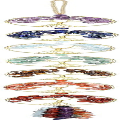 Natural 7 Chakra Stones Reiki Healing Crystals Tree of Life Hanging Ornament Tumbled Gemstones Tassels Home Decor Car Decoration Wall Hanging for Good Luck Yoga Meditation