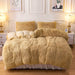 Plush Fluffy Duvet Cover Oeko-Tex Certified Luxury Ultra Soft Shaggy Crystal Velvet Bedding Set 3 Pieces(1 Duvet Cover + 2 Pillow Shams) Zipper Closure(Queen, Camel)