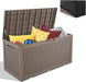 COSVALVE 100 Gallon Deck Box, Large Resin Outdoor Storage Box, Patio Garden Furniture with Oxford Waterproof Dust Cover for Outdoor Cushions & Pillows, Pool Toys, Garden Tools,Sports Equipment(Brown)