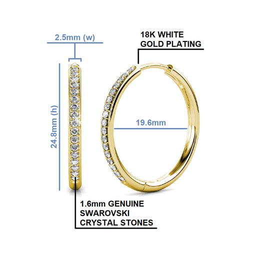 Bianca 18K White Gold Hoop Earrings with Swarovski Crystals, Female