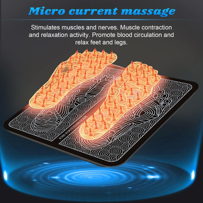 Foot Massager Mat - Foot Massager Pad for Pain Plantar Relief, Muscle Relaxation, Foldable Legs & Feet Massager with 8 Modes, 19 Levels - Intelligent Wireless Fitness Apparatus Model AST-301