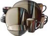 Gibson Elite Tequesta Square Reactive Glaze Stoneware Dinnerware Set, Service for 4 (16Pcs), Taupe