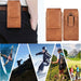 Universal Cell Phone Belt Holster Case,  Vertical Leather Belt Clip Pouch Hybrid Carrying Case W/ Snap on Cover for Cellphone up to 6.7" -Brown