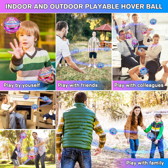 Flying Orb Ball Toys,Galactic Fidget Spinner for Kids,Magic Boomerang Spinner with Flashing LED Lights,Hand Controller Mini Drone for Kids Adults Outdoor Indoor,Cool Toys (Purple)