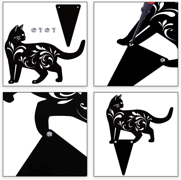 3 Pack Metal Cat Garden Statues Black Cat Silhouette Cat Decorative Garden Stakes Garden Outdoor Statues Animal Stakes for Yard Decor and Lawn Ornaments