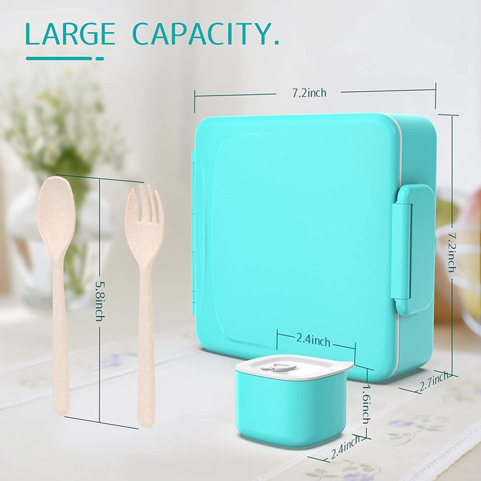 Bento Box, Bento Lunch Box for Kids and Adults 45Oz with Spoon and Fork, Leakproof Lunch Containers with 4 Compartments, Bpa-Free and Food-Safe Materials