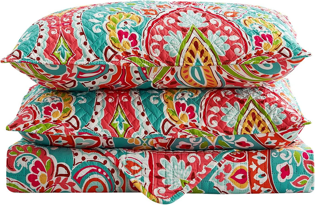 King Quilt Set, 3-Piece King Size Quilt Set with 2 Pillow Shams- Boho Reversible Soft and Lightweight King Quilt Bedding Bedspread Coverlet Set