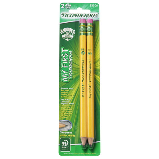Ticonderoga Number 2 My First Beginner Pencil, Jumbo, Yellow Barrel, 2-Count