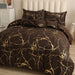 Gold Metallic Marble Comforter Set Queen Size Foil Print Glitter Bedding Sets,Coffee/Gold,Queen