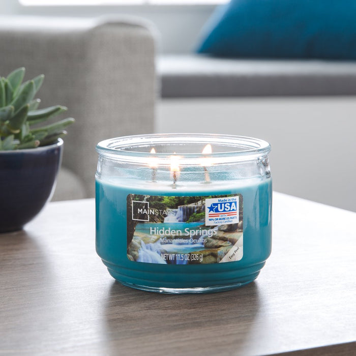 Mainstays Hidden Springs Scented 3-Wick Glass Jar Candle, 11.5 Oz.