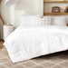 White Comforter Full Size, 3 Pieces Boho Lightweight Solid Bedding Set & Collections, All Season Fluffy Bed Set (79X90In Comforter & 2 Pillowcases)