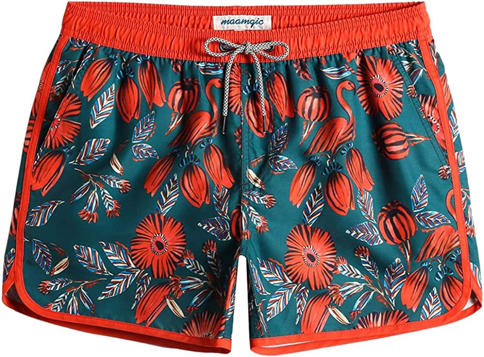 Mens Boys Short 80S 90S Vintage Swim Trunks with Mesh Lining Quick Dry Swim Suits Board Shorts