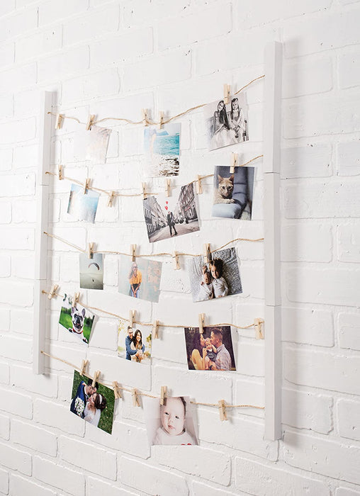 DII Clothesline Collage, Photo Display Collection, Rustic White, 26X29.75"