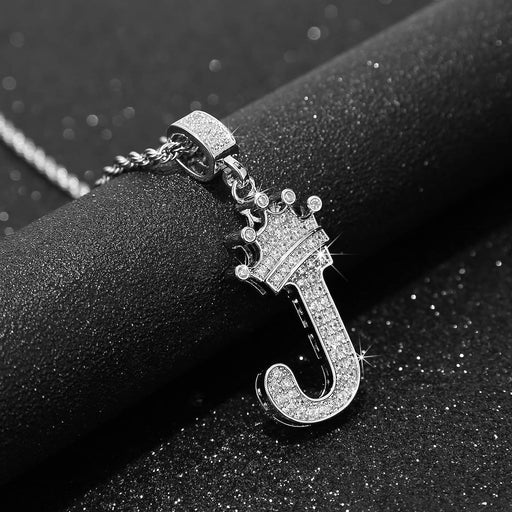 UALGL A-Z Letters Necklace Crown Necklace for Men Women 18K Gold Plated Letters Pendants with 23'' Chain Hip Hop Alphabet Name Jewelry Mom Gifts
