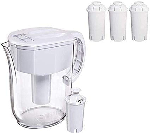 Large 10-Cup Water Filter Pitcher with 1 Standard Filter, Made without BPA, White (Design May Vary)