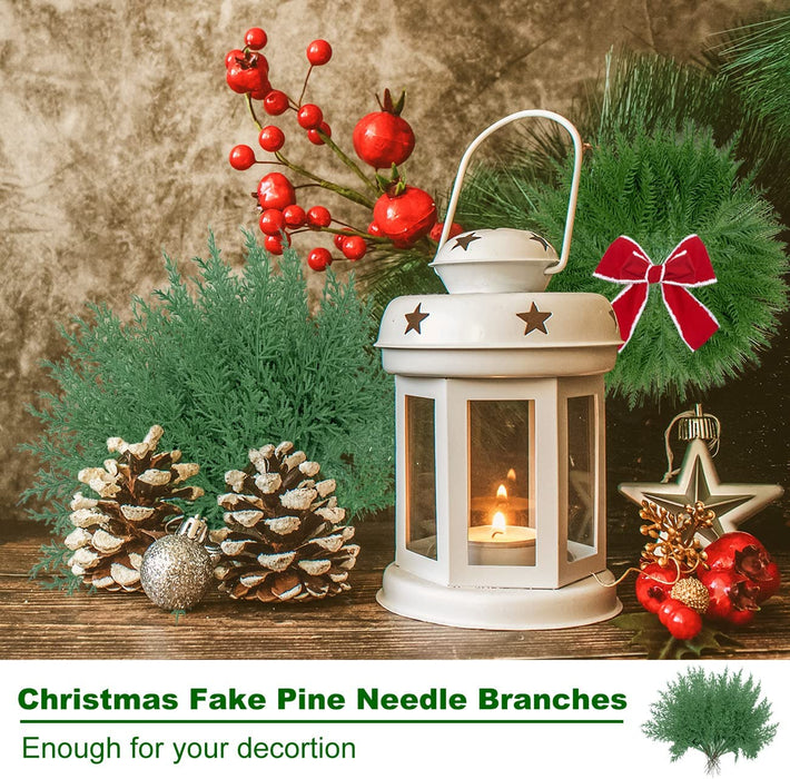 50PCS Christmas Tree Filler Branches, Christmas Artificial Pine Branches, Christmas Artificial Evergreen Branches for Christmas DIY Garland, Christmas Tree Fillers, Present Decor Christmas Decorations