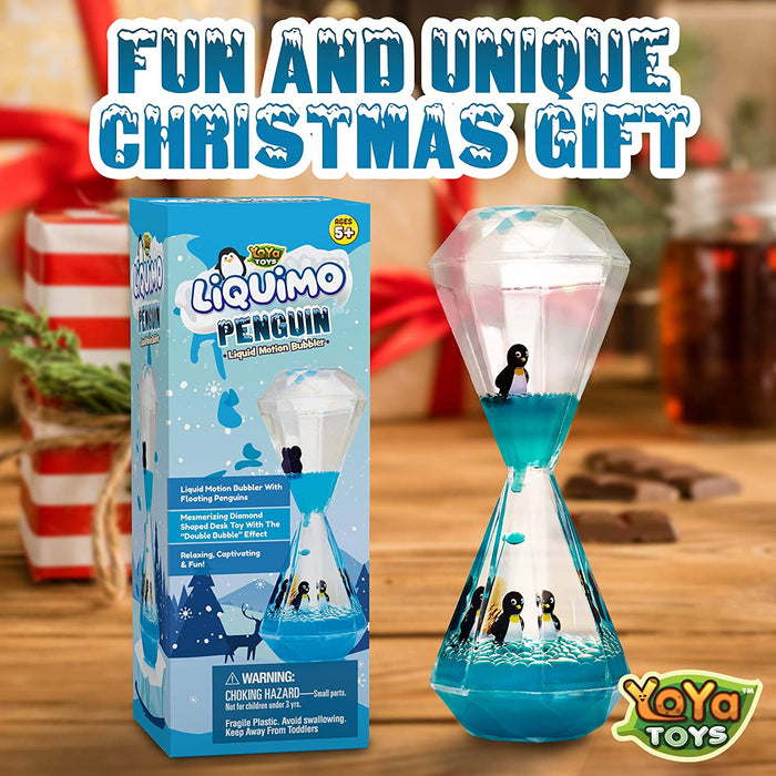 Liquimo Penguin - Liquid Motion Bubbler for Kids and Adults - Penguin Theme - Satisfying Sensory Toys for Stress and Anxiety Relief - Fidget Toy Can Be Used as a Colorful Kitchen Timer