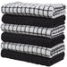 Premium Kitchen Towels (16”X 28”, 6 Pack) – Large Cotton Kitchen Hand Towels – Chef Weave Design – 380 GSM Highly Absorbent Tea Towels Set with Hanging Loop – Black