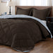 Lightweight Solid Comforter Set (King) with 2 Pillow Shams - 3-Piece Set - Brown and Blue - down Alternative Reversible Comforter
