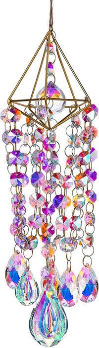 Crystal Suncatchers Hanging Wind Chime Style Garden Suncatcher Rainbow Maker Handmade Gold Plated Suncatcher