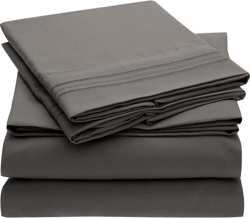 Queen Sheet Set - Hotel Luxury Bedding Sheets & Pillowcases - Extra Soft Cooling Bed Sheets - Deep Pocket up to 16 Inch Mattress - Wrinkle, Fade, Stain Resistant - 4 Piece (Queen, Gray)