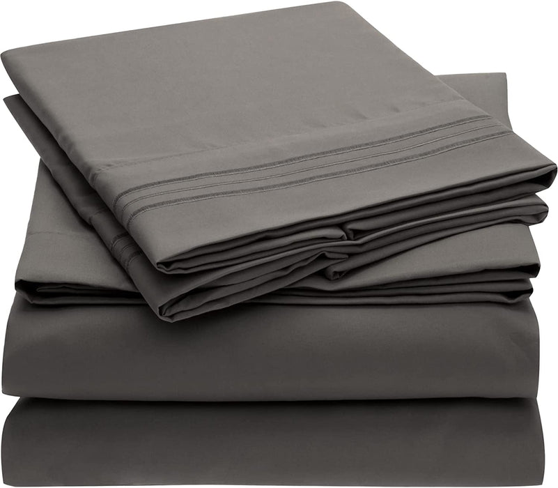 Queen Sheet Set - Hotel Luxury Bedding Sheets & Pillowcases - Extra Soft Cooling Bed Sheets - Deep Pocket up to 16 Inch Mattress - Wrinkle, Fade, Stain Resistant - 4 Piece (Queen, Gray)