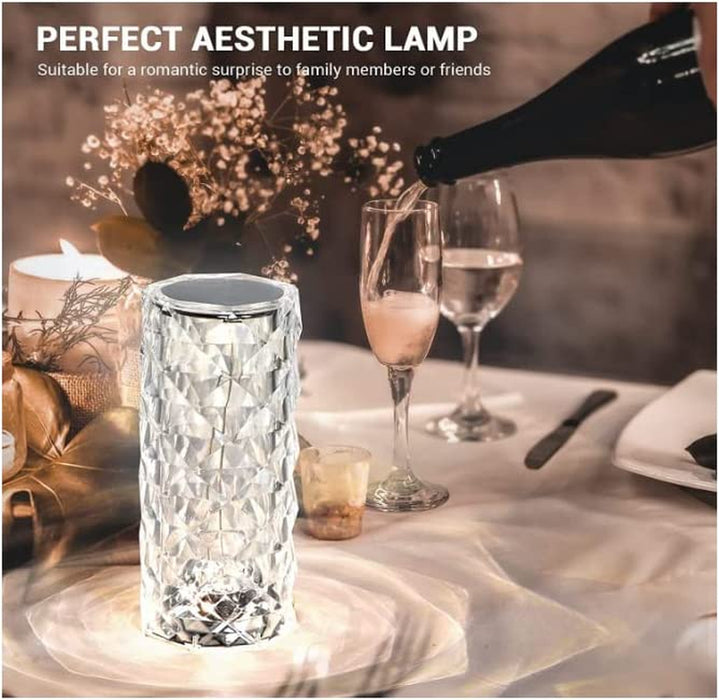 Crystal Table Lamp RGB Color Changing Night Light ，Romantic LED Rose Diamond Touch Lamps for Living Room Housewarming Gift (Remote & Touch